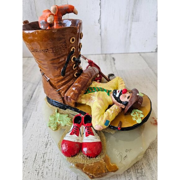 Ron Lee hobo boot clown emmett kelly sleeping 1994 gold circus figurine statue v - Picture 9 of 10